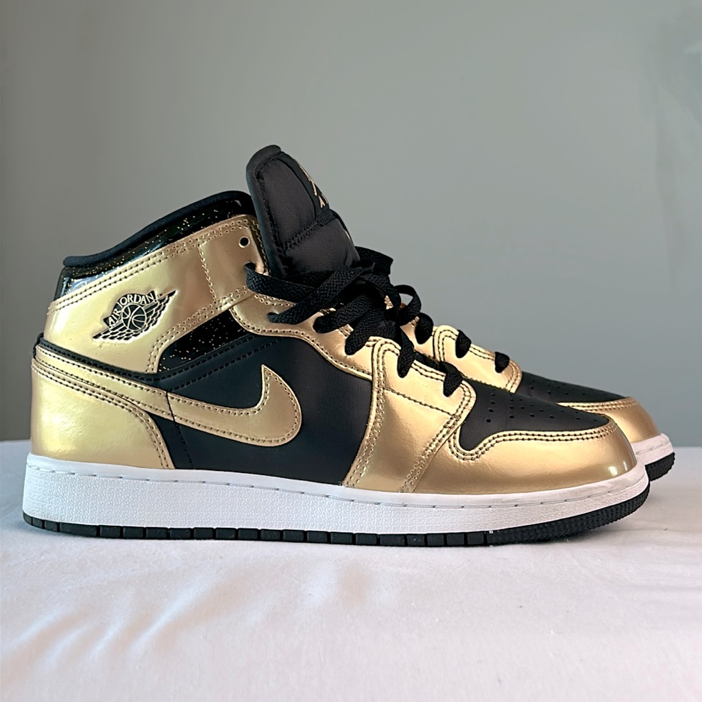 Nike Air Jordan 1 Mid Se Gs Metallic Gold Black Dr6967-071 | Size 7y